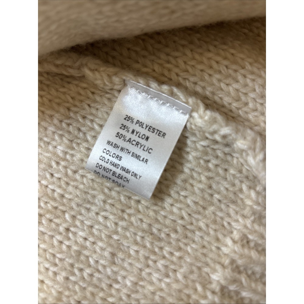 Chunky Knit Cardigan Sweater "Little Lies" Ribbed Boho Cozy Ivory Women's S/M - Picture 9 of 10